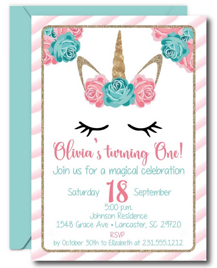 Unicorn Birthday Invitations