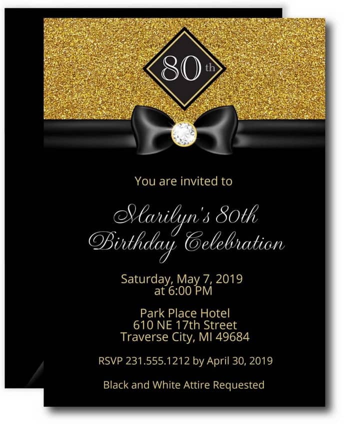 Gold Formal Adult Birthday Invitations
