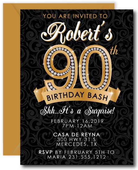 Diamond 90th Birthday Invitation