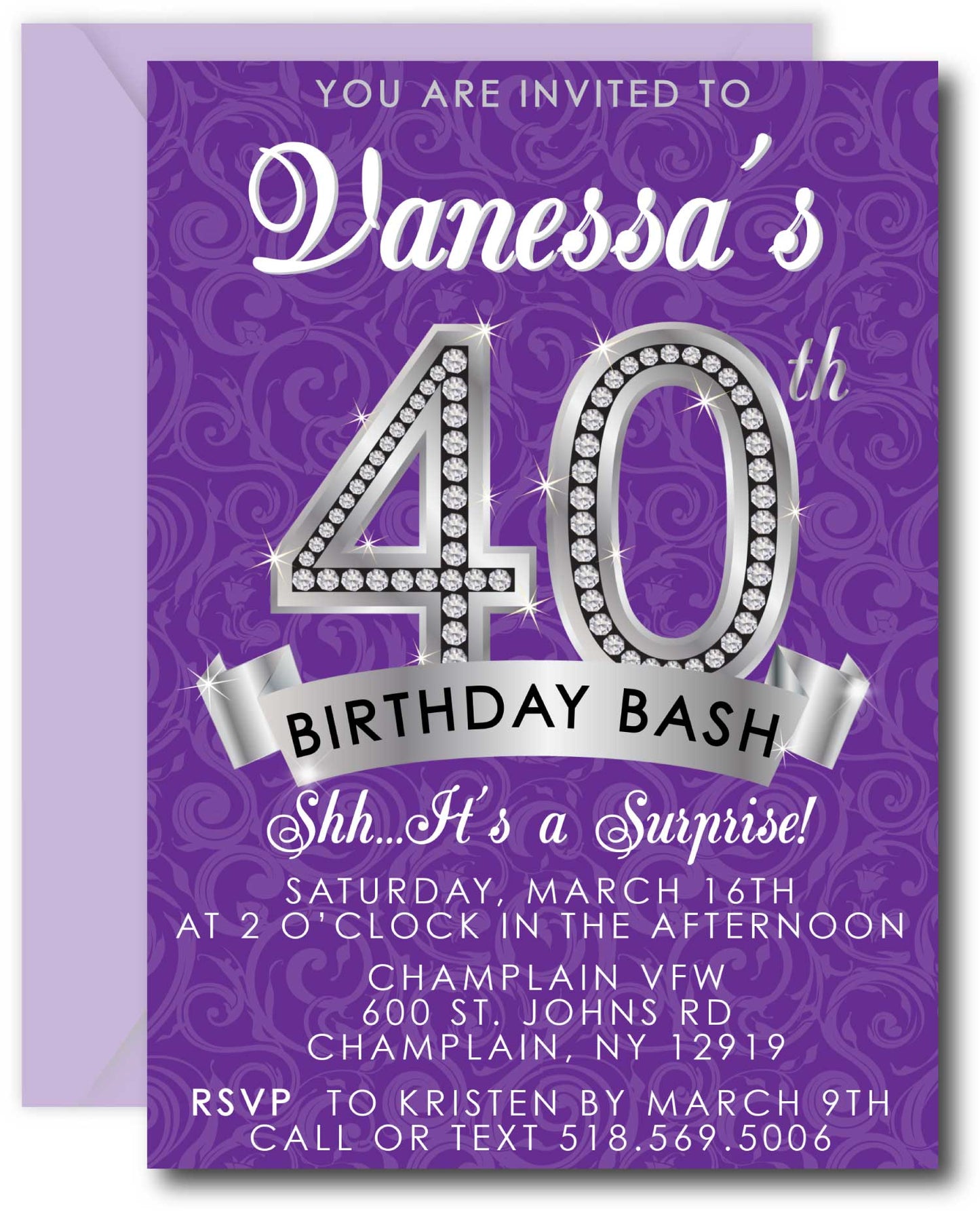 Diamond 40th Birthday Invitations