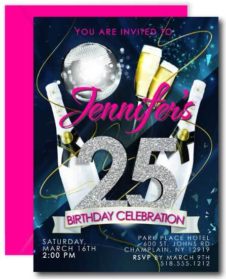 25th Birthday Party Invitations