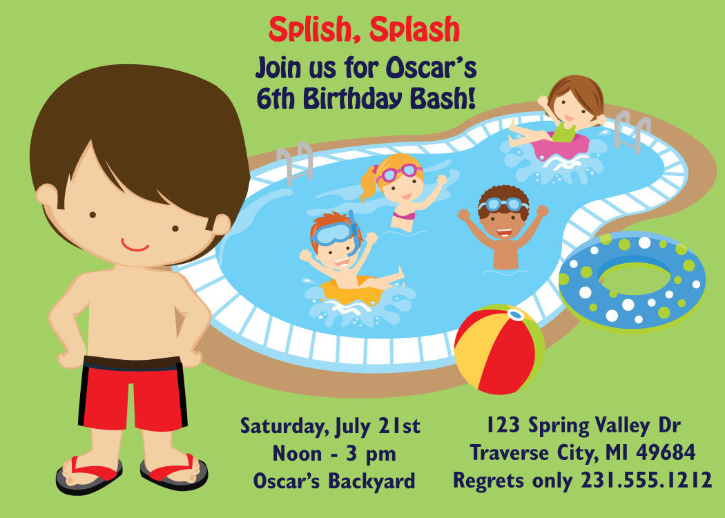 Boys Pool Party Invitations