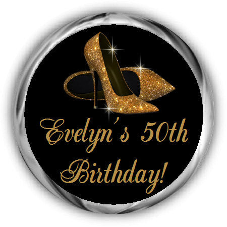 Gold Shoes Birthday Kisses Stickers
