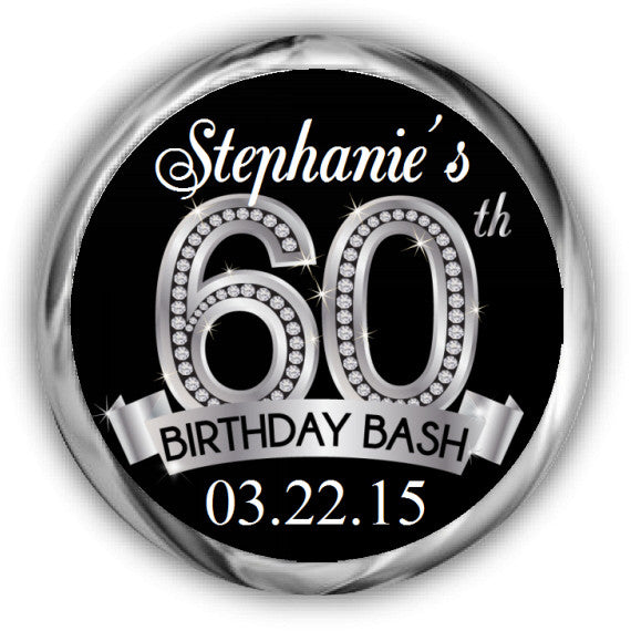 Diamond 60th Birthday Kisses Stickers