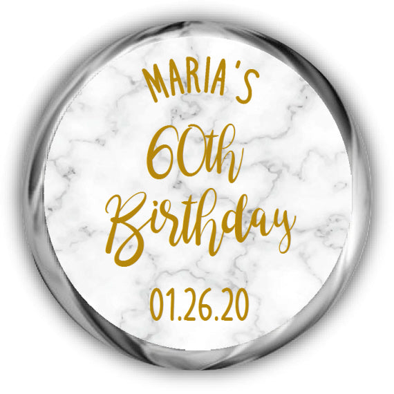 Marble Birthday Hershey Kisses Stickers