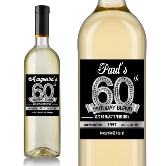 Diamond 60th Birthday Wine Label