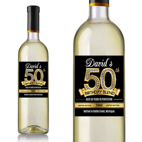 Diamond 50th Birthday Wine Label