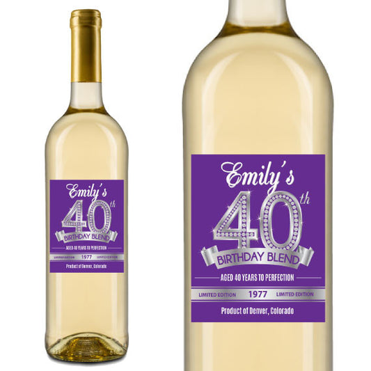 Diamond 40th Birthday Wine Label
