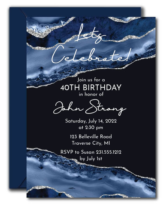 Navy Birthday Invitations