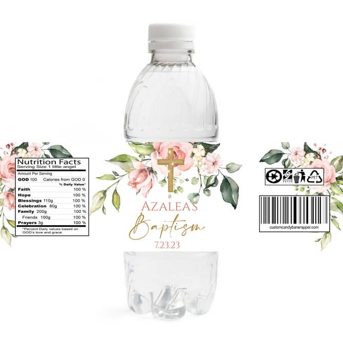 Blush Baptism Water Bottle Labels