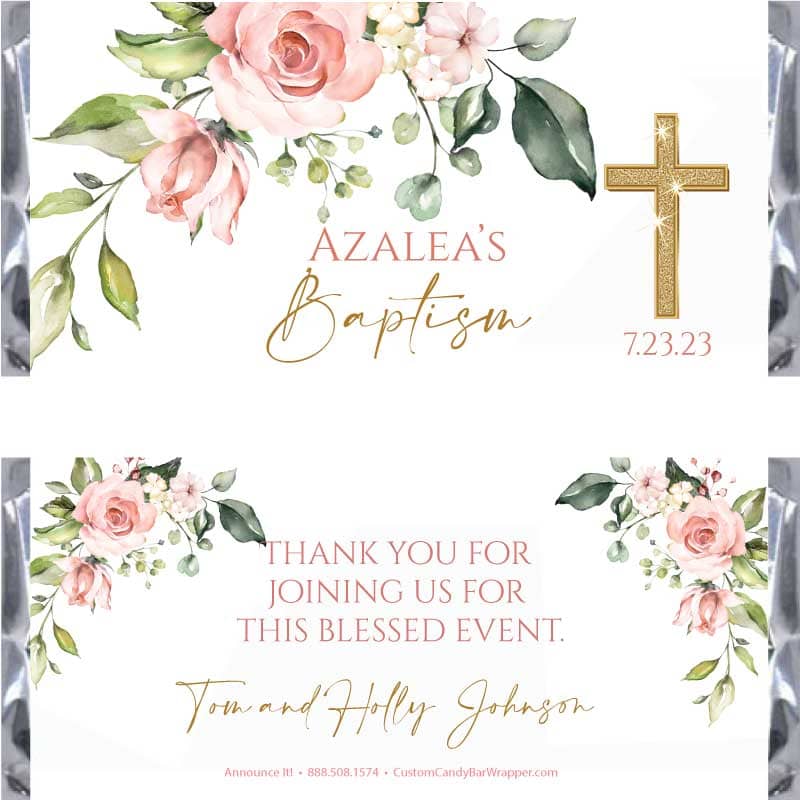 Floral Baptism Candy Bar Wrappers