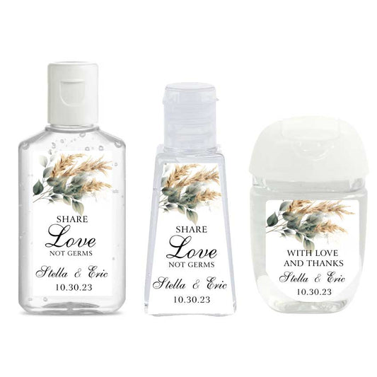 Boho Greenery Wedding Hand Sanitizer Labels