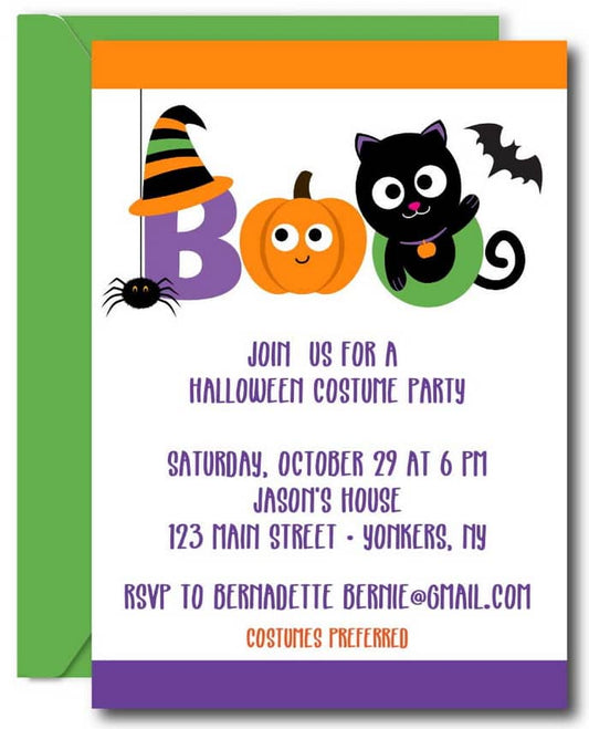 Boo Halloween Party Invitations