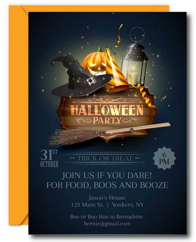 Boos and Booze Halloween Party Invitations