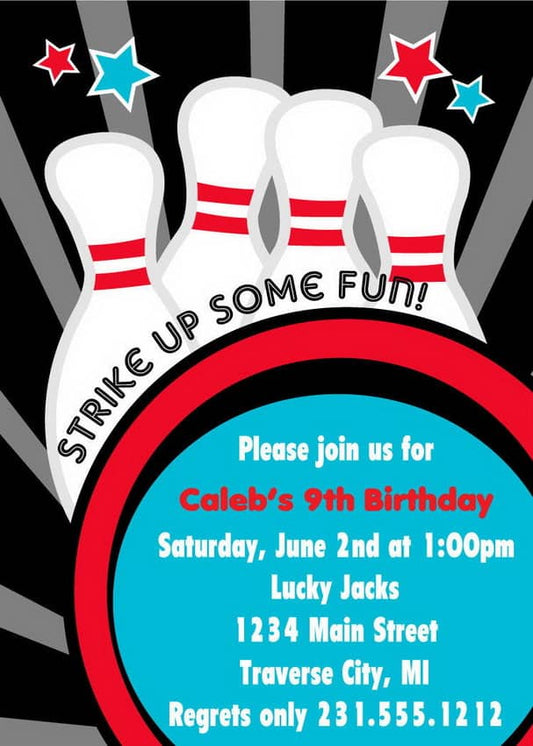 Bowling Birthday Invitation