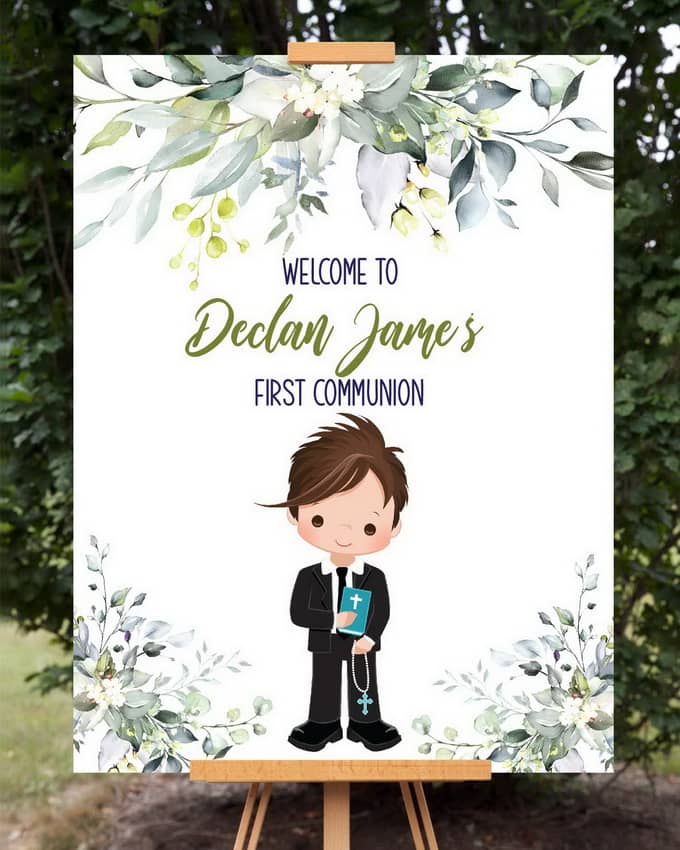 Boy First Communion Welcome Sign