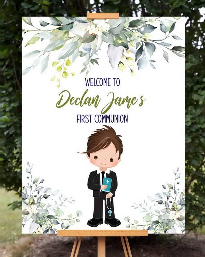 Boy First Communion Welcome Sign Printable - Announce It!