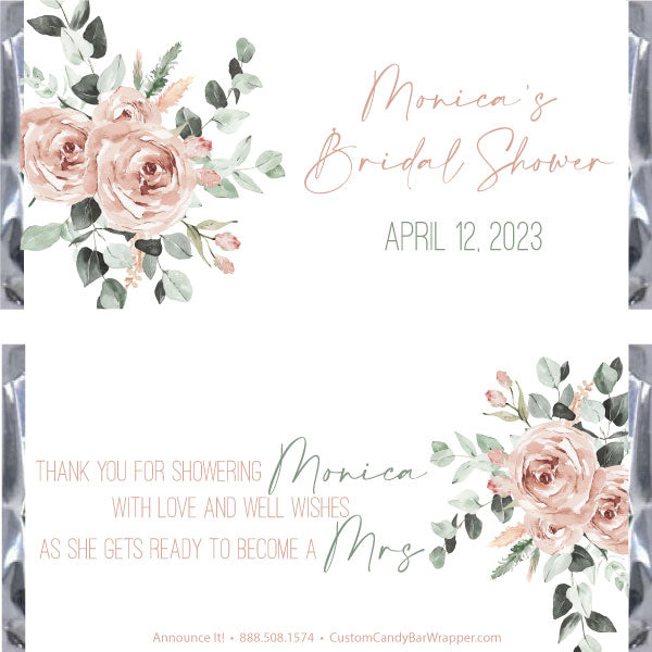 Dusty Rose Bridal Shower Candy Bar Wrappers