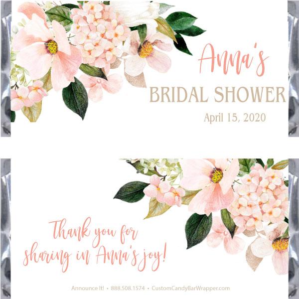 Hydrangea Bridal Shower Candy Bar Wrappers