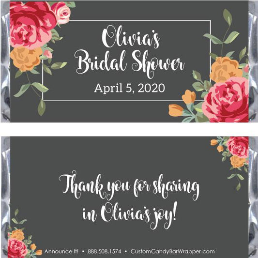 Floral Beauty Bridal Shower Candy Bar Wrappers