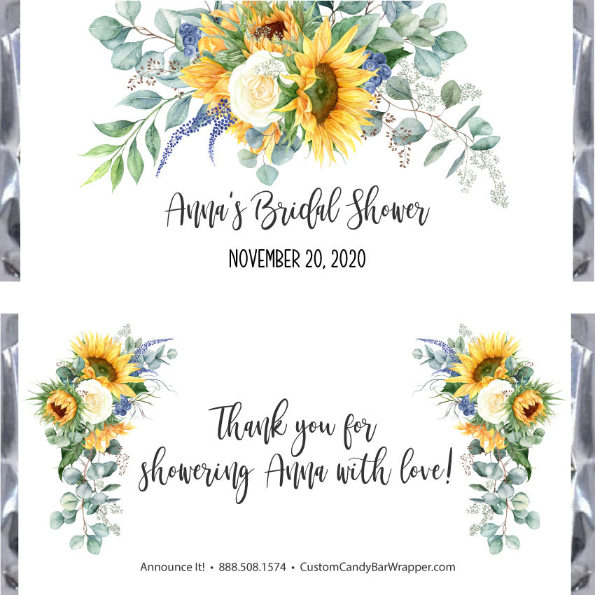 Sunflower Bridal Shower Candy Bar Wrappers