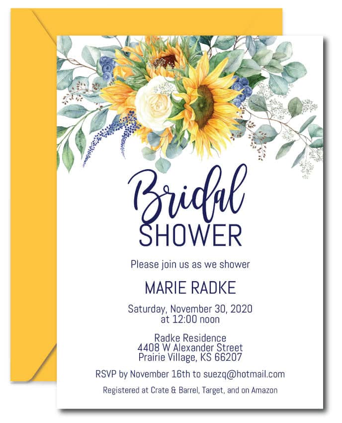 Sunflower Bridal Shower Invitation