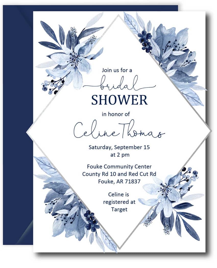 Navy Bridal Shower Invitations