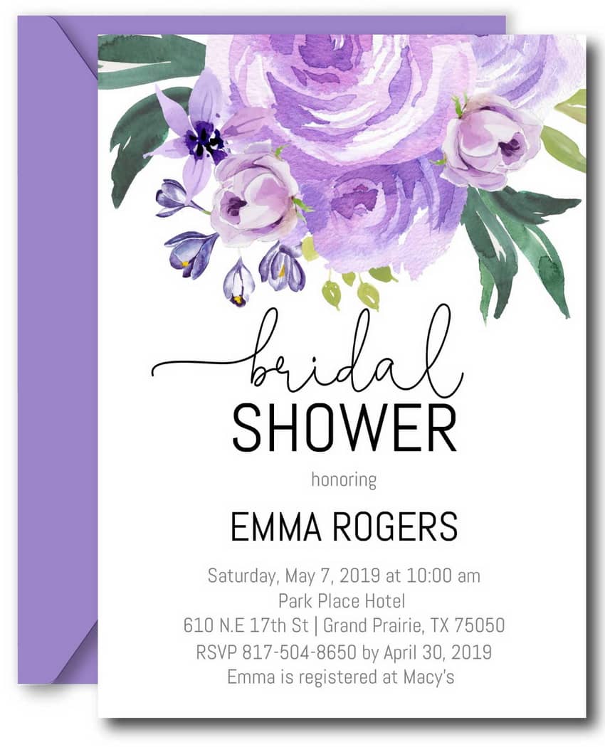 Purple Bridal Shower Invitations