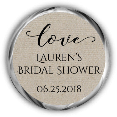 Kraft Bridal Shower Kisses Sticker