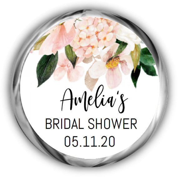 Hydrangea Bridal Shower Kisses Stickers