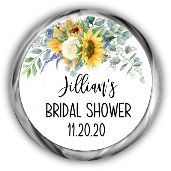 Sunflower Bridal Shower Kisses Stickers