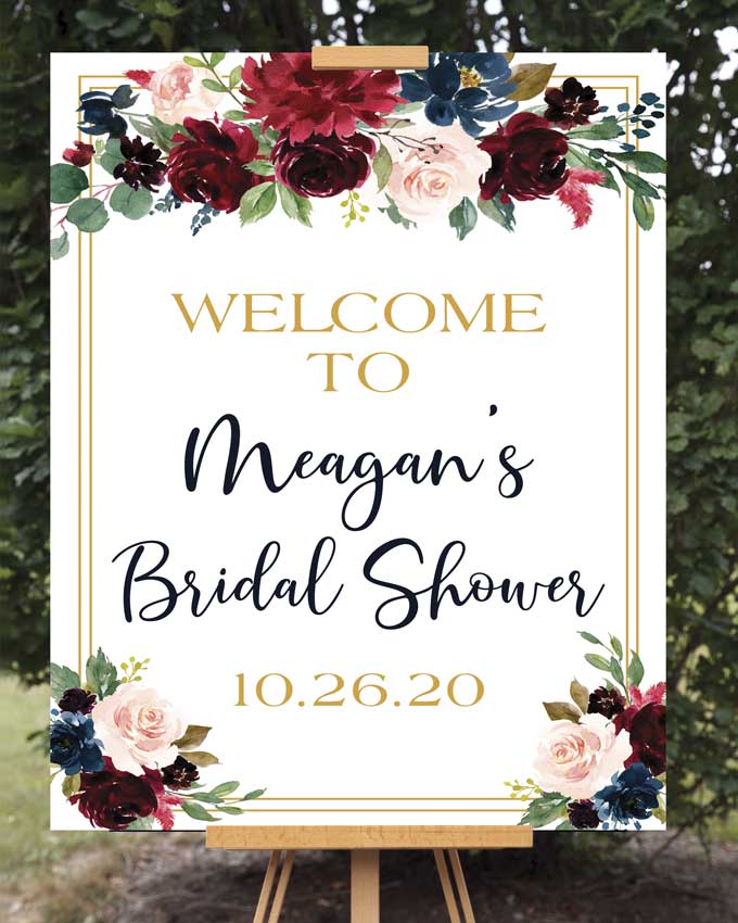Marsala Bridal Shower Welcome Sign