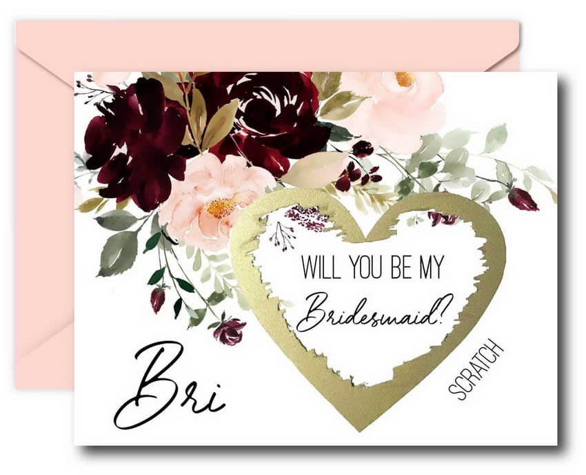 Burgundy Blush Bridesmaid Proposal Cards