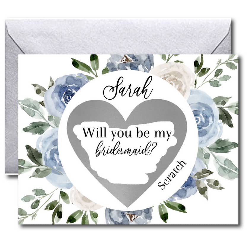 Dusty Blue Bridesmaid Scratch Off Cards
