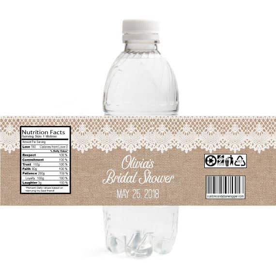 Burlap and Lace Bridal Shower Bottle Labels
