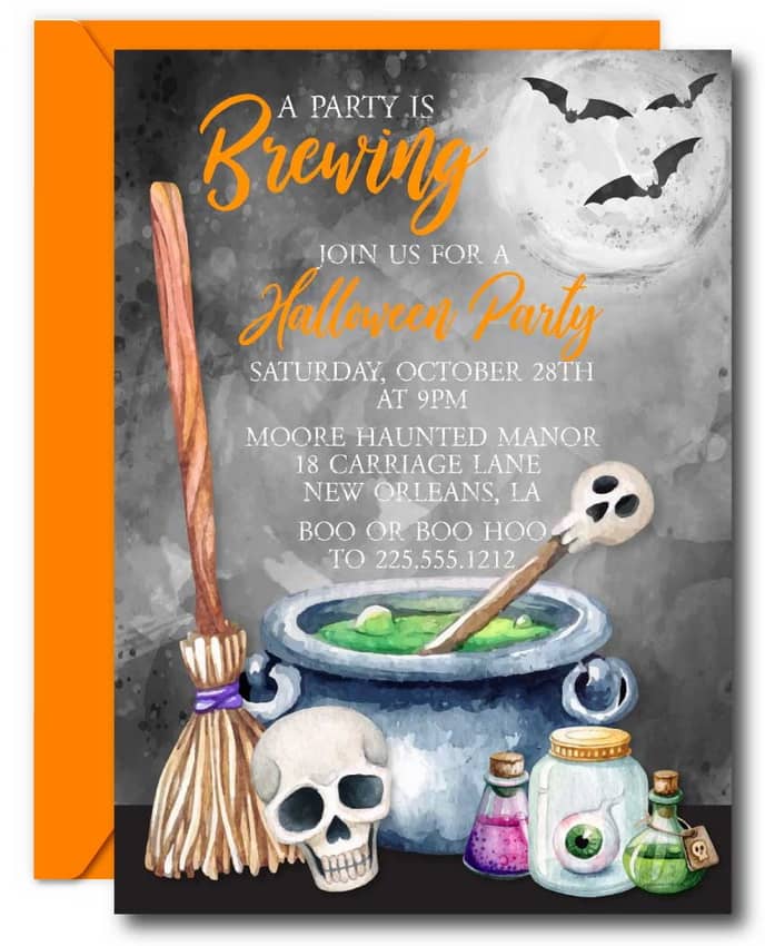 Cauldron Halloween Party Invitations