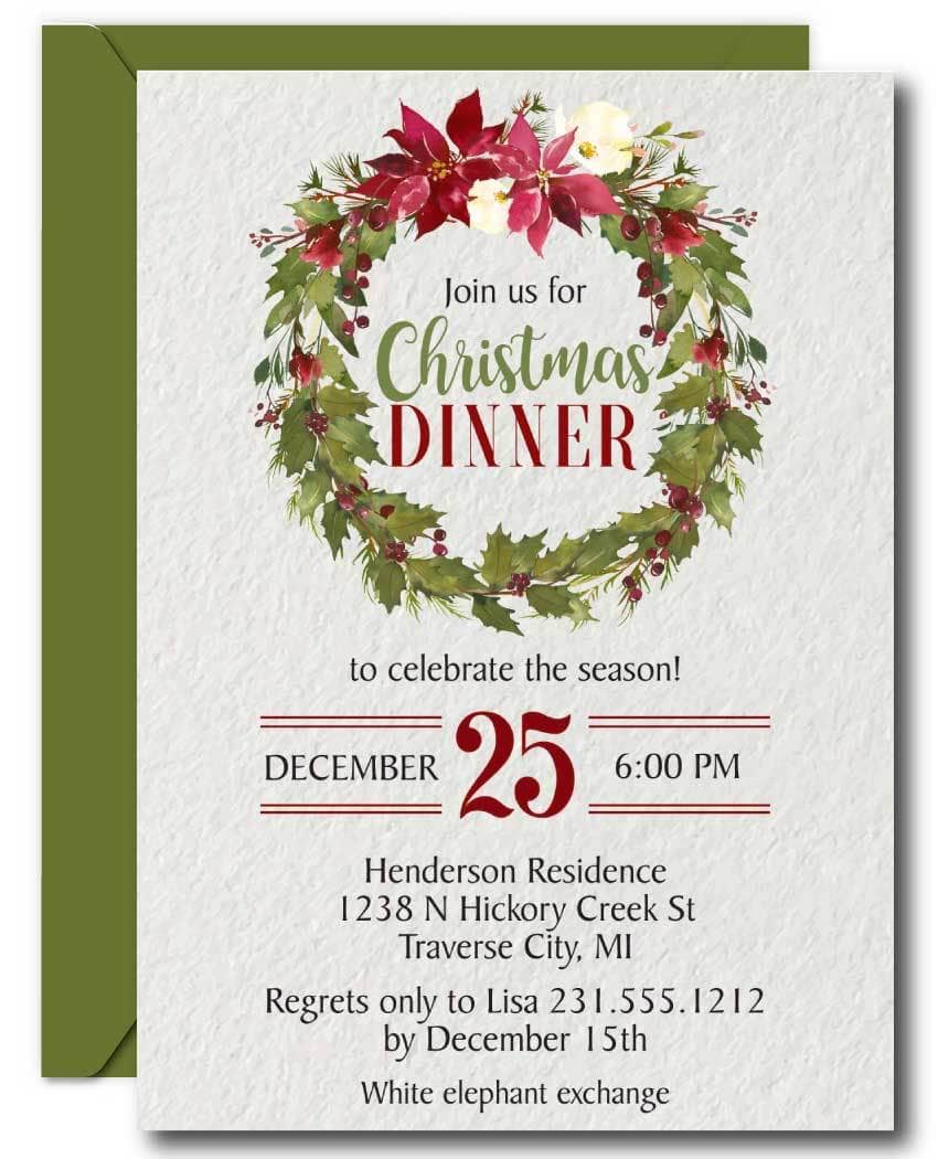 Wreath Christmas Invitation