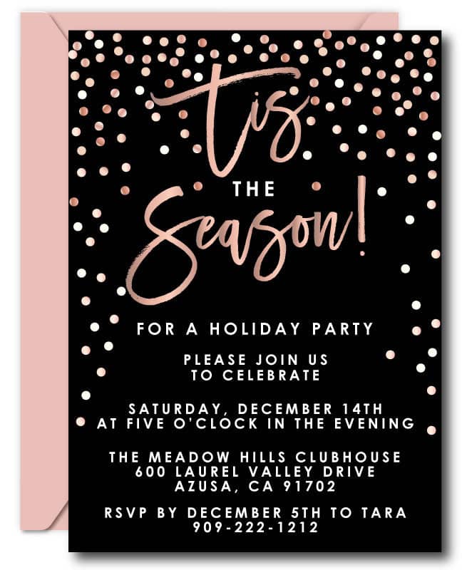 Rose Gold Christmas Invitations