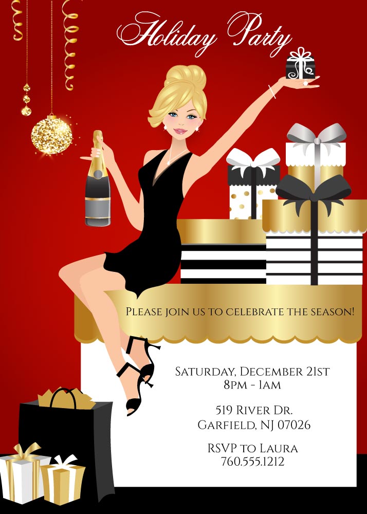 Elegant Christmas Party Invitations, Blonde