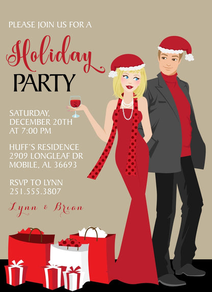 Couples Christmas Party Invitations - Blonde