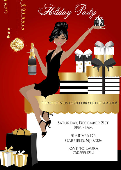 Elegant Christmas Party Invitations - African American