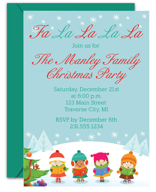 Carolers Christmas Party Invitations