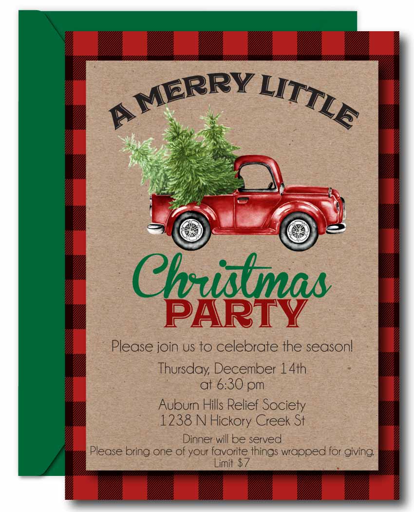Red Truck Christmas Invitations