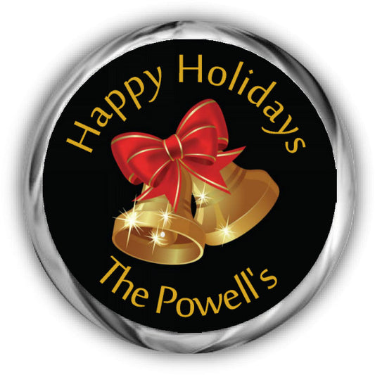 Gold Bells Christmas Kisses Stickers