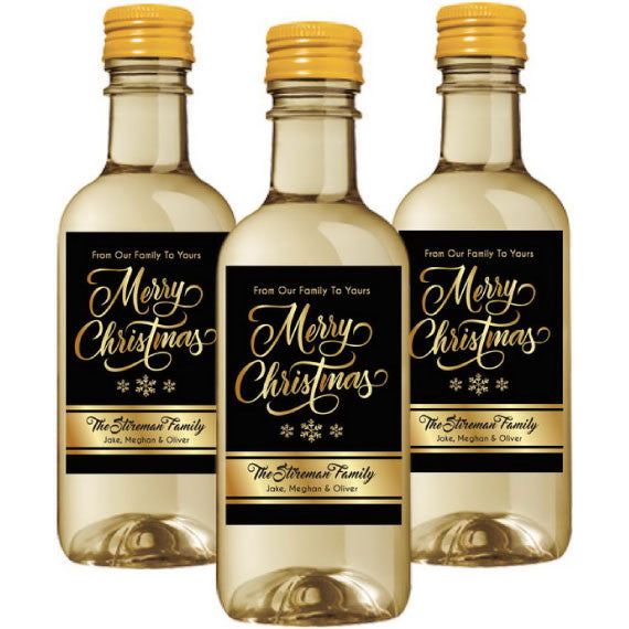 Gold Christmas Mini Wine Label