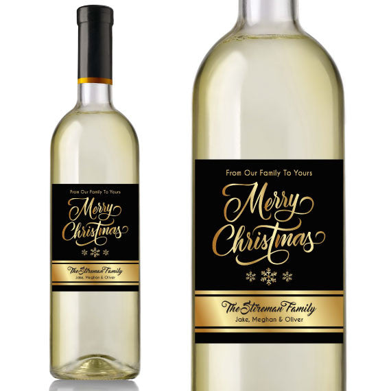 Gold Christmas Wine Label