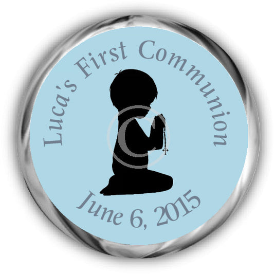 Boy Praying First Communion Kisses Stickers