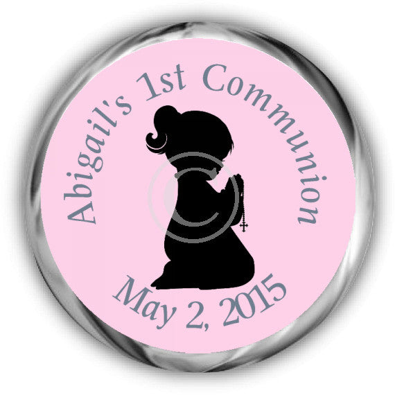 Girl Praying First Communion Kisses Stickers