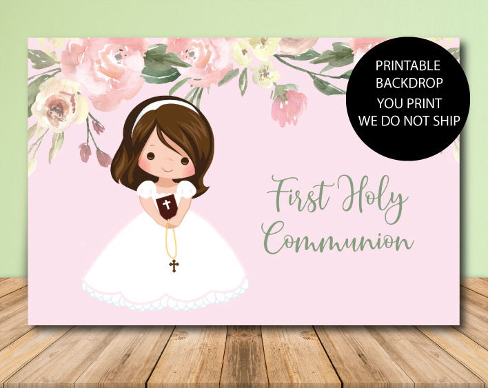 Girl Communion Backdrop - Printable