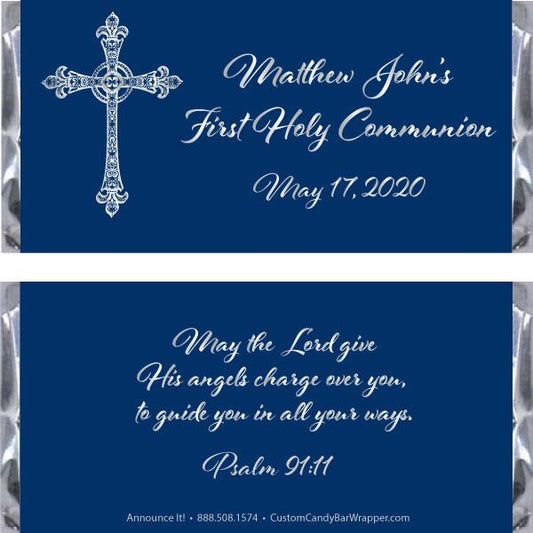Swirly Cross First Communion Candy Bar Wrappers